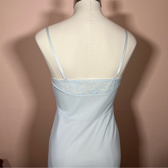 Vintage 40 50 Retro Vanity Fair Pale Blue Lace mini Slip Dress Night Gown - Picture 11 of 17